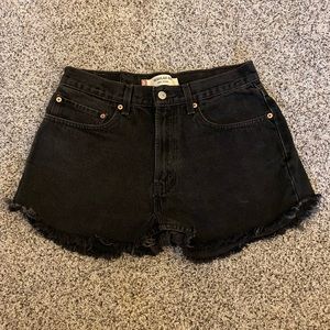 Levi’s Ladies Black Denim Shorts - High Rise - Distressed